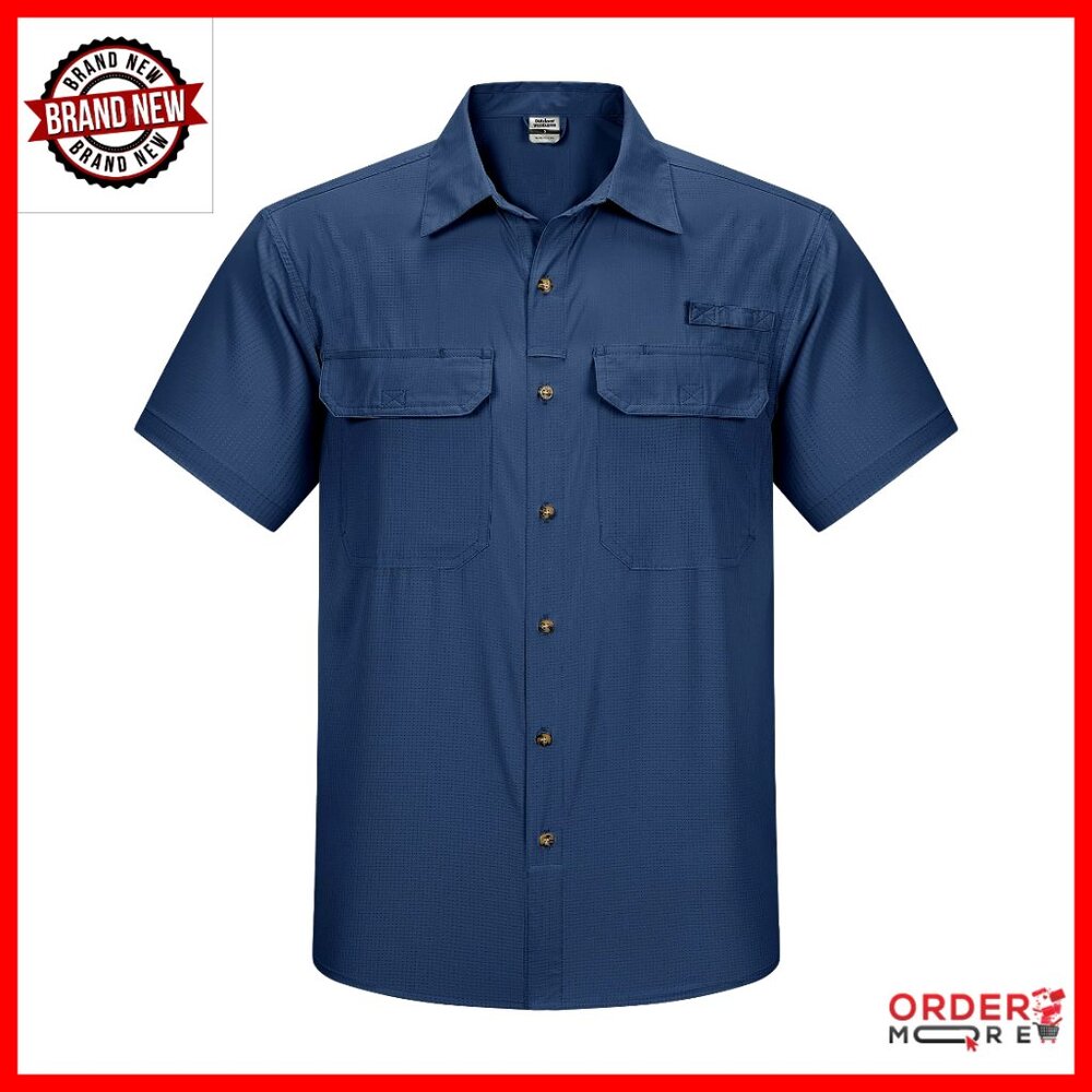 Men's Upf 50 Quick Dry Fishing Shirt Lightweight Button Down Outdoor
